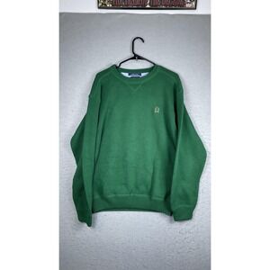 Tommy Hilfiger Sweater Mens Large Green Crewneck Cotton Knit Pullover Crest Logo